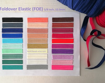 2 Metres of Fold Over Elastic - 5/8" or 15.9mm wide, assorted colours