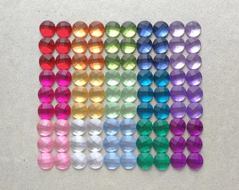 10mm round acrylic rhinestones with matte finish - assorted colours - 90pcs