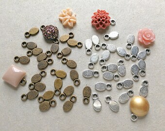 24 pcs Oval Jewelry Bails - antique silver or antique bronze - 11x5mm - glue on bails