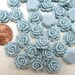 12 pcs Resin Flower Cabochons - 13.5mm Camellia Flowers - Powder Blue - Matte