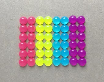 10mm round acrylic rhinestones - assorted neon colours - 48pcs