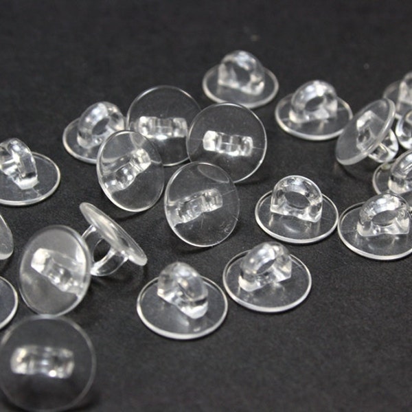 24 pcs Clear Plastic Shank Buttons - 10mm diameter - great for making your own cabochon buttons