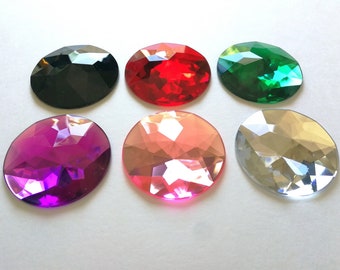 1 pc Faceted Acrylic Rhinestone - Giant 2inch (5cm) - flat back