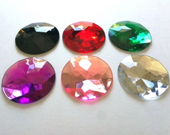 1 pc Faceted Acrylic Rhinestone - Large 5 cm / 2 inch - flat back