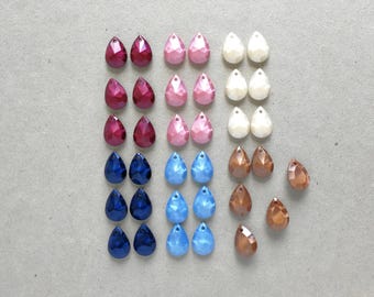 14mm acrylic faceted drop pendants - assorted colours - 36pcs