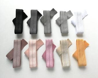 Fold Over Elastic FOE - 5/8" (15.9mm wide) assorted colours - 2 metres - nice thick quality