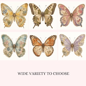Vintage Butterfly Clipart PNG, 50 Antique Watercolour Butterfly Images, Digital Ephemera for Scrapbooking, Paper Clipart for Journals Crafts image 3