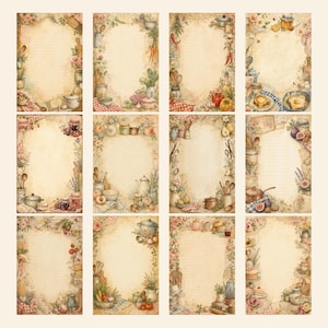 Whimsical Recipe Journal Pages, 100 A4 Printable Vintage Kitchen Writing Papers, Food, Baking Paper, Cookbook ephemera image 7