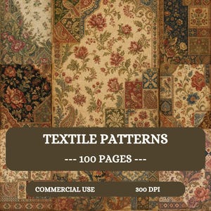 Vintage Textile Pattern Junk Journal Pages, Floral Patchwork  Scrapbook, Fabric Digital Papers, Ornate Printable Sheets,  Digital Download