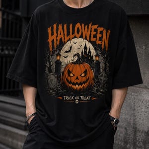 Vintage Halloween Comfort Colors® Shirt, Halloween Shirt, Spooky Party Tee, Pumpkin Ghost Scarecrow Tshirt, Halloween Graphic Tee