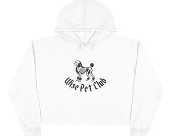 Wise Pet Club Crop Hoodie | Skeleton Dog Graphic, Gothic Paw Print