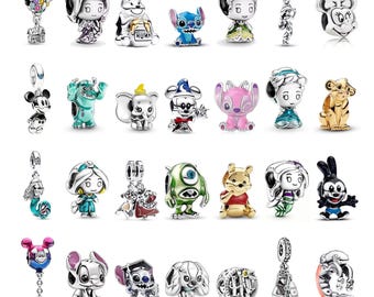 S925 Stitch Charm Bead, Disney Charakter Charm für Pandora Armband, Mickey Winnie Pooh Cartoon Silber Schmuck Geschenk für Sie
