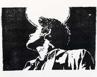 Supernatural Castiel Handmade Linocut Print