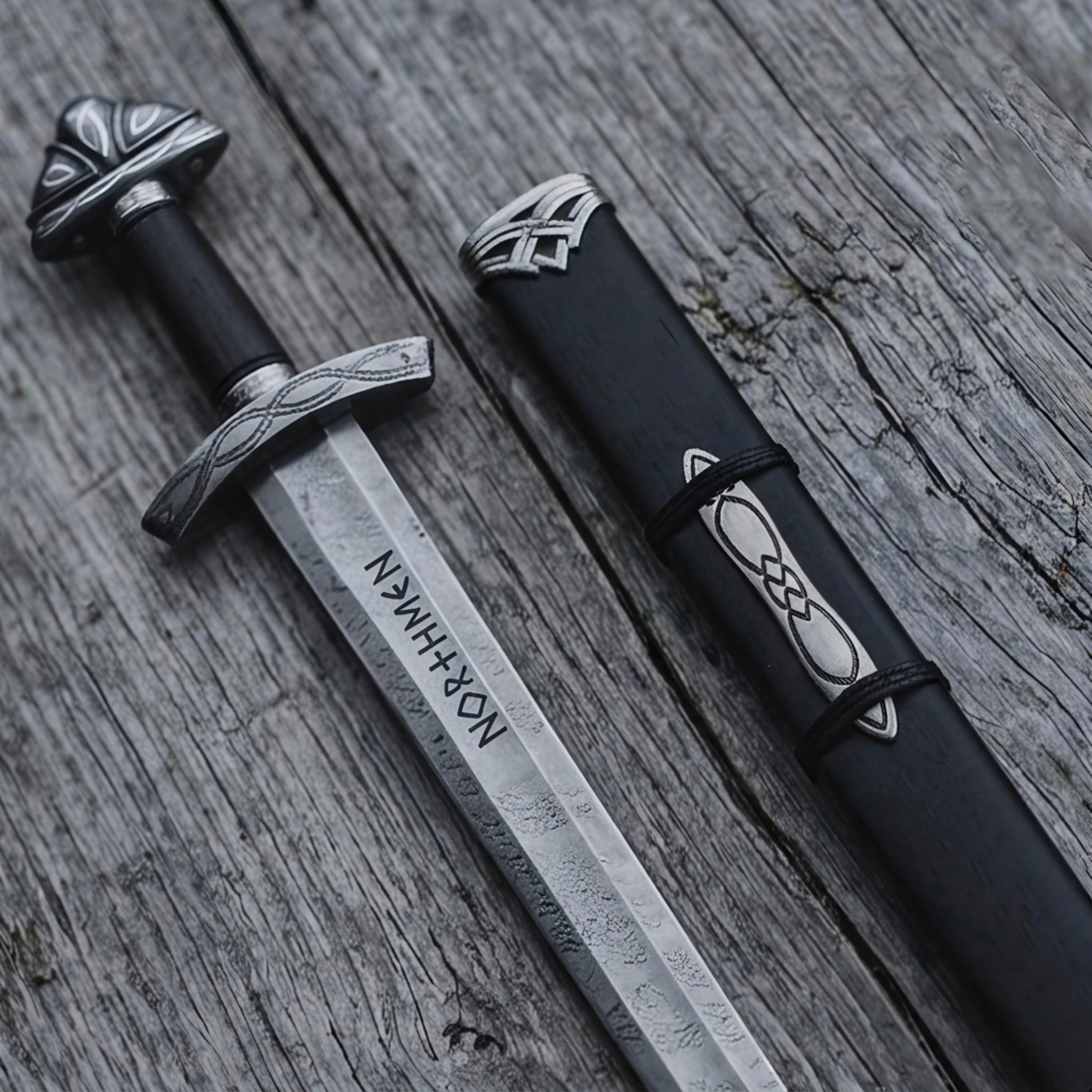 Handmade Viking Northman Damascus Sword Medieval Long Sword Norse Wall hanging Sword Wedding Gifts for Husband Birthday Gift for Boyfriend
