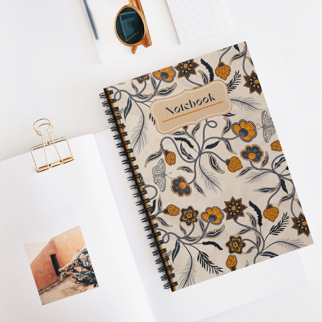 Vintage Organic Floral Spiral Notebook - Ruled Line - Etsy