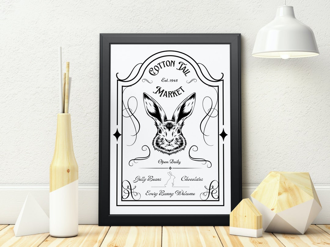 Cottontail Market Vintage Bunny Sign Digital Printable Download, Bunny ...