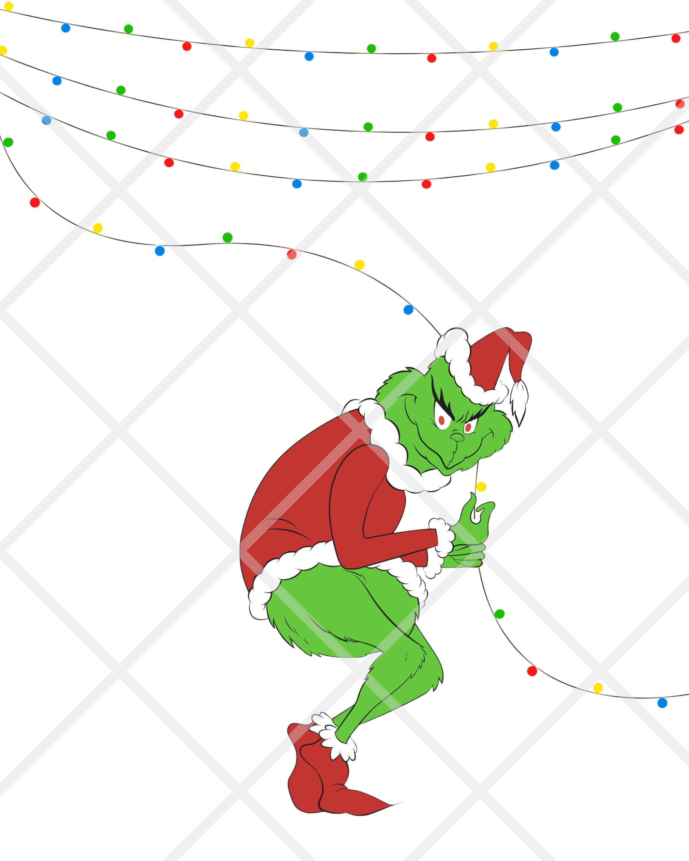 How the Grinch Stole Christmas PNG, Grinch Pulling Down Lights, Dr