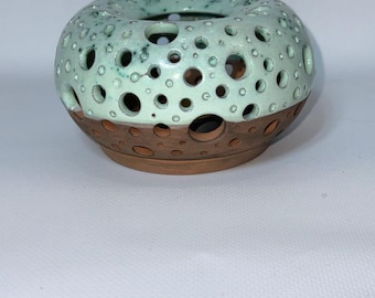 Handmade Ceramic Lantern – Tealight Holder, Rustic Pottery Decor, Ambient Light