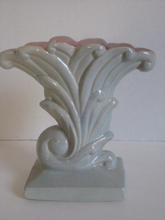 Pottery Vase Vintage Vase By Gonder Pottery Cornucopia Fan Etsy