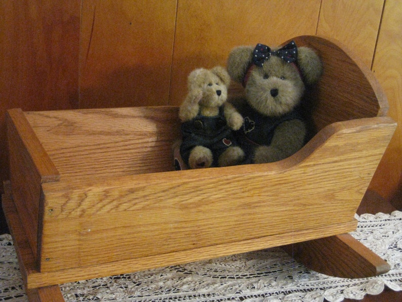 Handmade Baby Doll Cradle Oak Wood Toy Gift For Girl Etsy