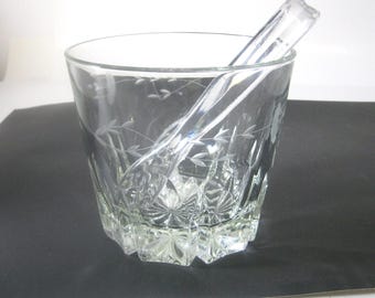 Vintage Crystal Princess House Ice Bucket with Tongs