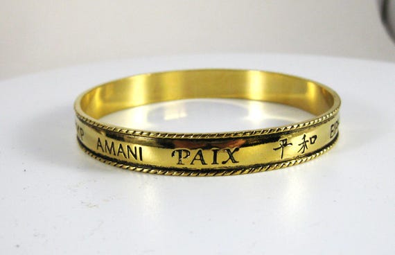 Bangle Bracelet, Let There Be Peace Bangle, Avon, Vintage 1990's View 3