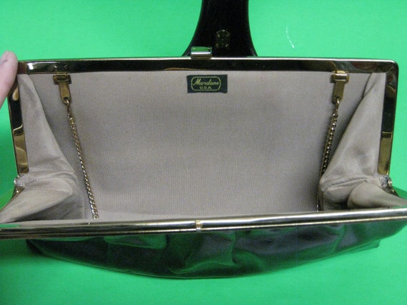 Vintage Purse, Black Patent Leather Evening Bag, … - image 4