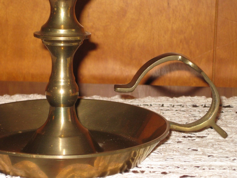 Candlestick Vintage Solid Brass Chamber Stick With Drip Tray Etsy
