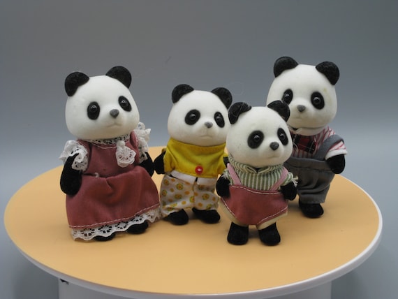 Calico Critters Wilder Panda Family of 4, Sylvanian Family, Free Shipping 