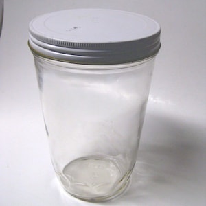 Vintage Glass Jar, Heavy 36 oz. Glass Jar With Lid, Old Peanut Butter Jar