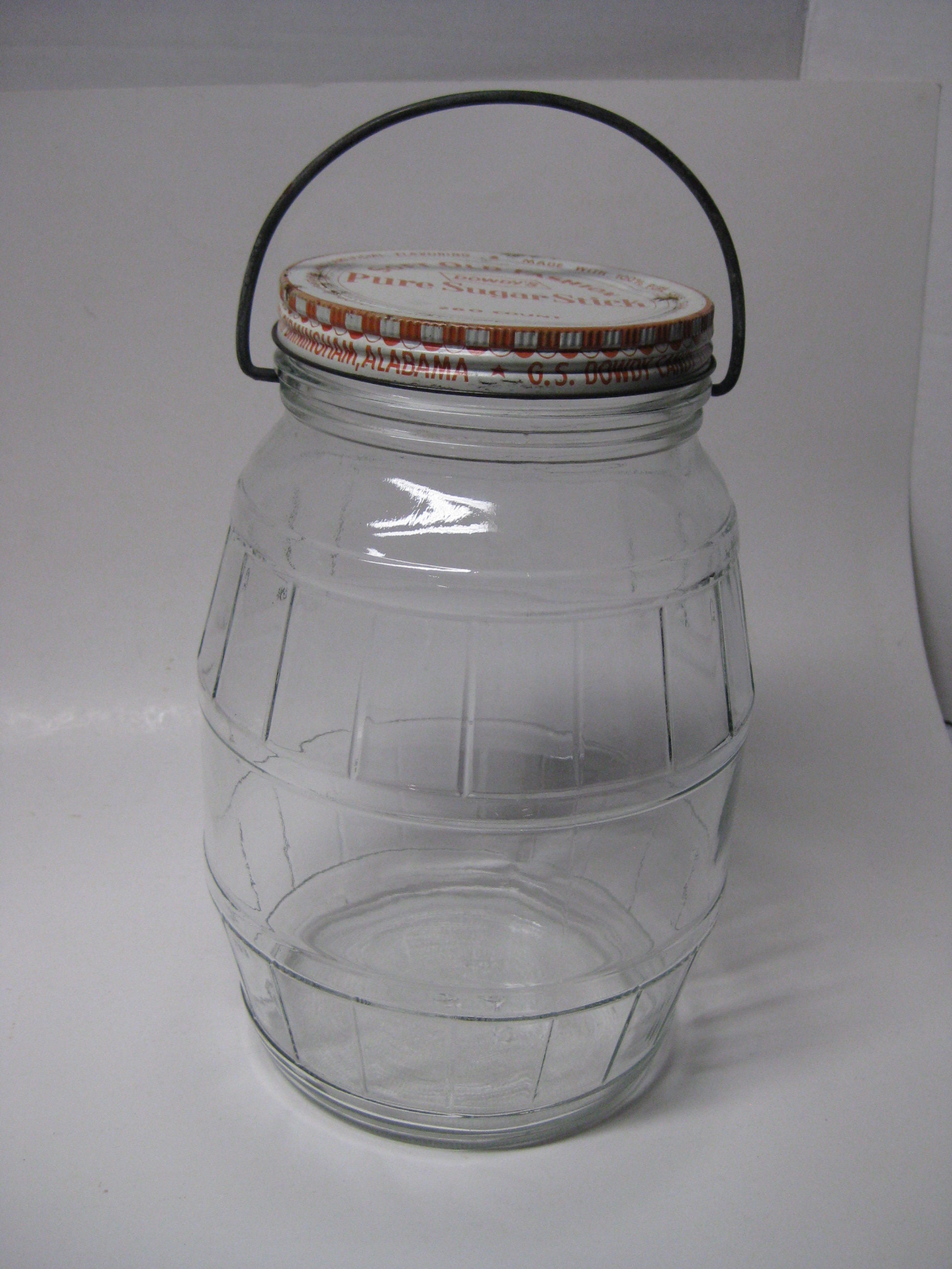 Vintage Glass Barrel Jar With Medal Handle. Glass Jar With Lid Etsy