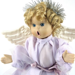 Angel Doll, Vintage Porcelain Singing Angel Doll, Angel Ornament, Christmas Angel Doll