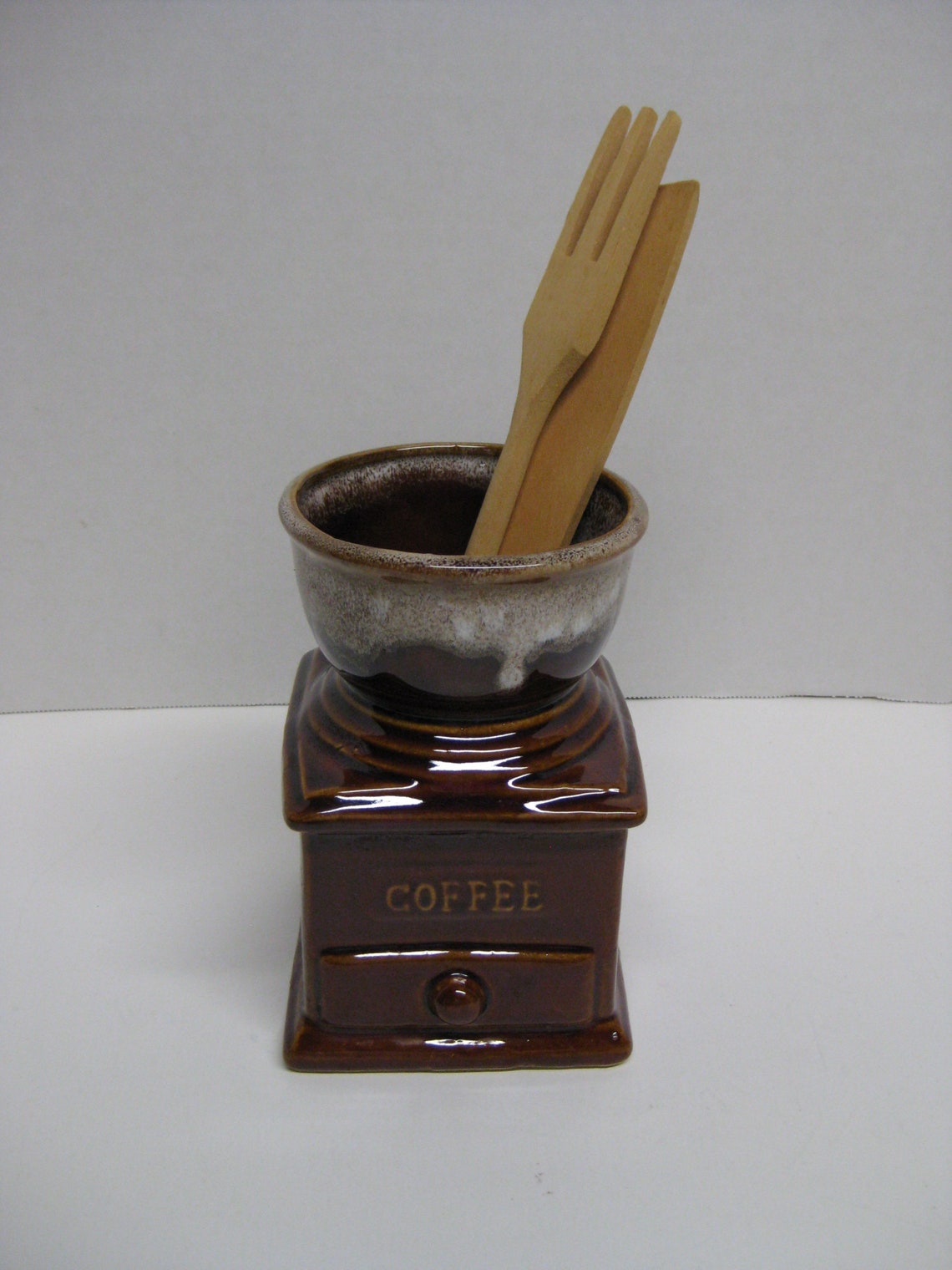 Ceramic Utensil Holder Vintage Coffee Utensil Holder Kitchen Etsy