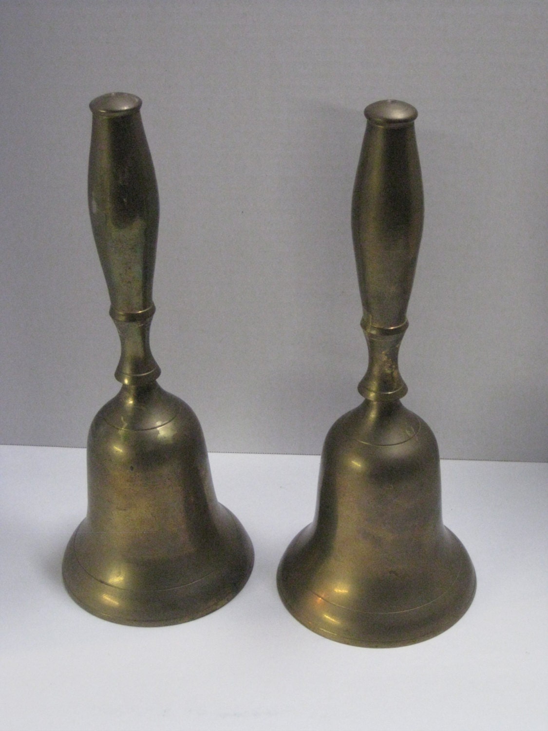 Hand Bells Vintage Pair of Large Solid Brass Hand Bells Etsy