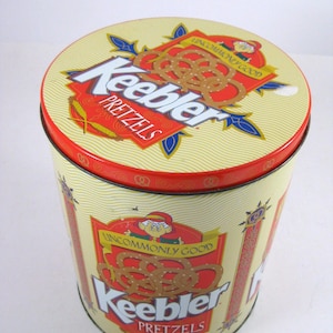 Vintage Keebler Pretzel Tin Canister, Keebler Elves, Food Storage, Advertising, Memorabilia