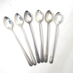 Vintage Silver Plated Ice Tea Spoons, Wm Rogers MFG. Co., Set of 6 Original Rogers, Serving ware, Free Shipping