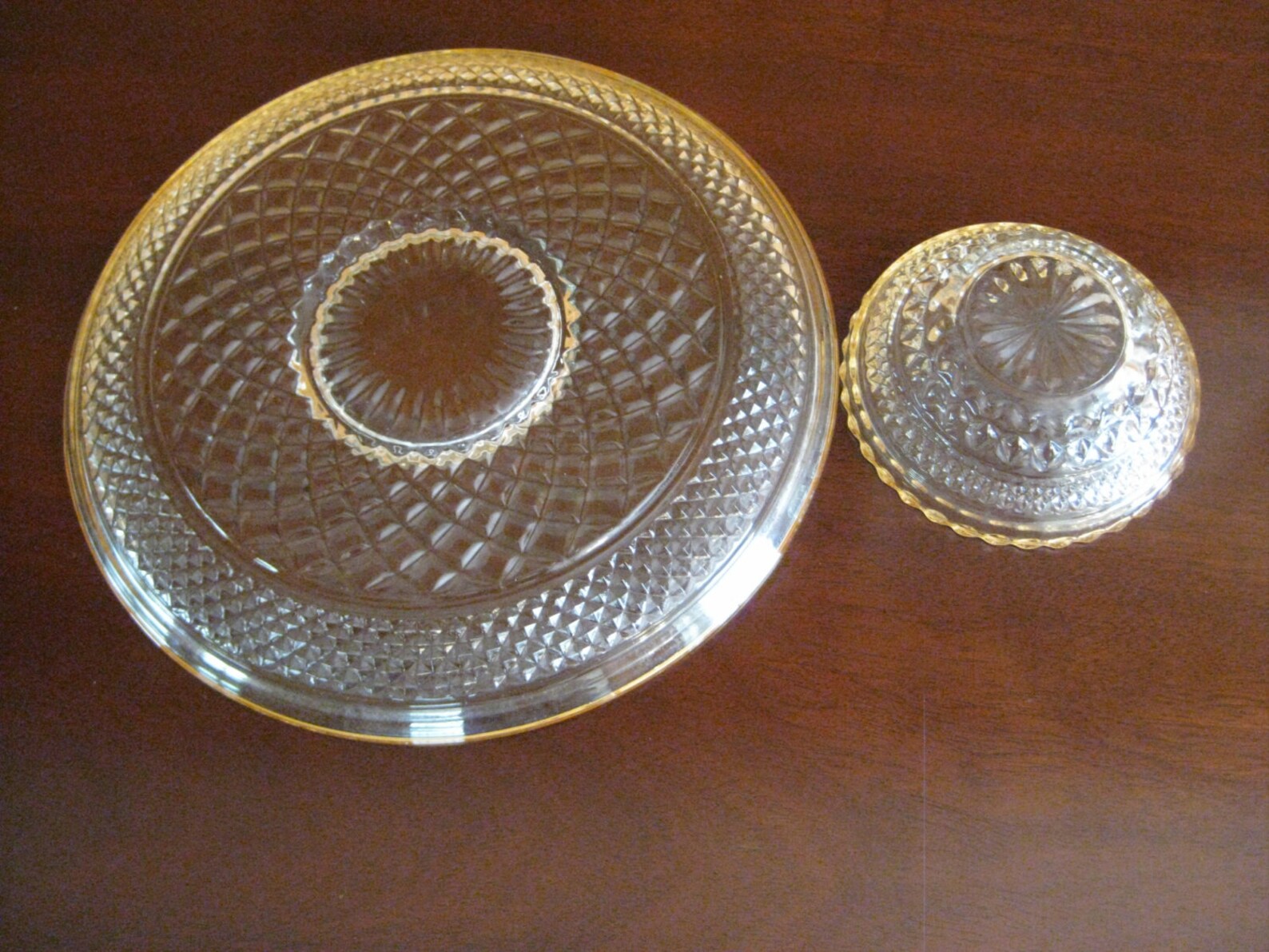 Chip and Dip Set Vintage Clear Cut Glass Chip and Dip Set Etsy