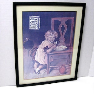 Vintage Advertisement, Kellogg&#39;s Toasted Corn Flakes Advertising, Framed Reprint,  Battle Creek Michigan