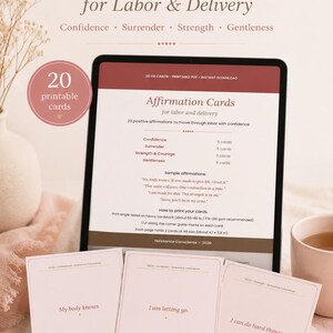 Labor Affirmation Cards Printable, Childbirth Affirmations PDF, Birth Affirmation Deck, Hypnobirthing Cards, Positive Birth Printable