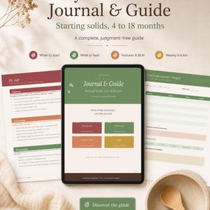 Starting Solids Guide Printable, Baby Food Journal PDF, Baby-Led Weaning Guide, Allergen Introduction Chart, First Foods Tracker