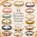 Crochet Bracelet Pattern PDF, 15 Easy Patterns Bundle, Beginner Crochet Jewelry Tutorial, Digital Download product logo