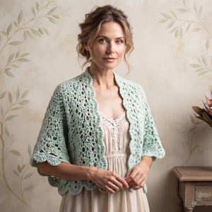 Beginner Crochet Shrug Pattern, Vintage Lace Bolero, Feminine Cardigan PDF Download