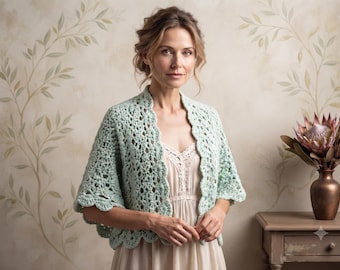 Beginner Crochet Shrug Pattern, Vintage Lace Bolero, Feminine Cardigan PDF Download