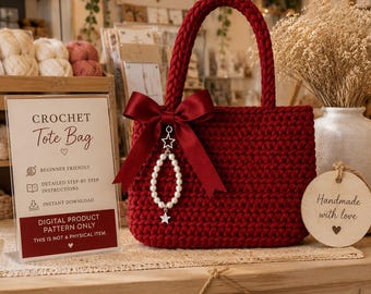 Crochet Handbag Pattern PDF Tote Bag BLO Texture Women Easy Beginner XS Gift