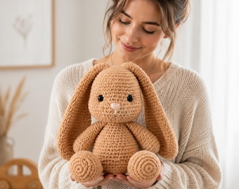 Crochet Bunny Amigurumi Pattern PDF Floppy Ear Rabbit Plush Toy Easy Beginner Easter Gift