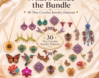 30 Tiny Crochet Jewelry Patterns, Micro Earrings, Necklace, Ring, Pin Digital PDF