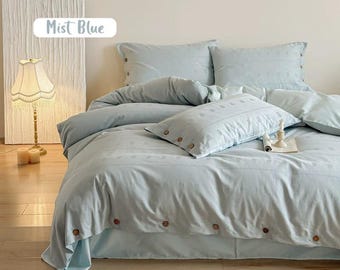 Mauve Jacquard Bettwäsche, weiche neutrale florale Baumwolle Bettwäsche, minimale strukturierte Bettwäsche