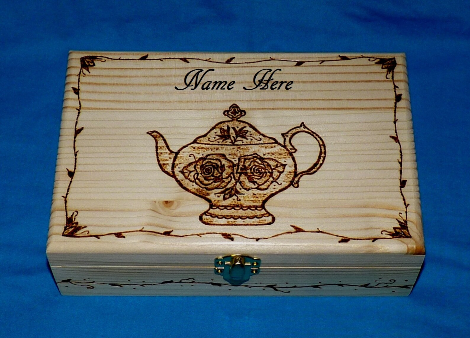 Personalized Wood Tea Box Gift Wood Burned Tea Holder Etsy