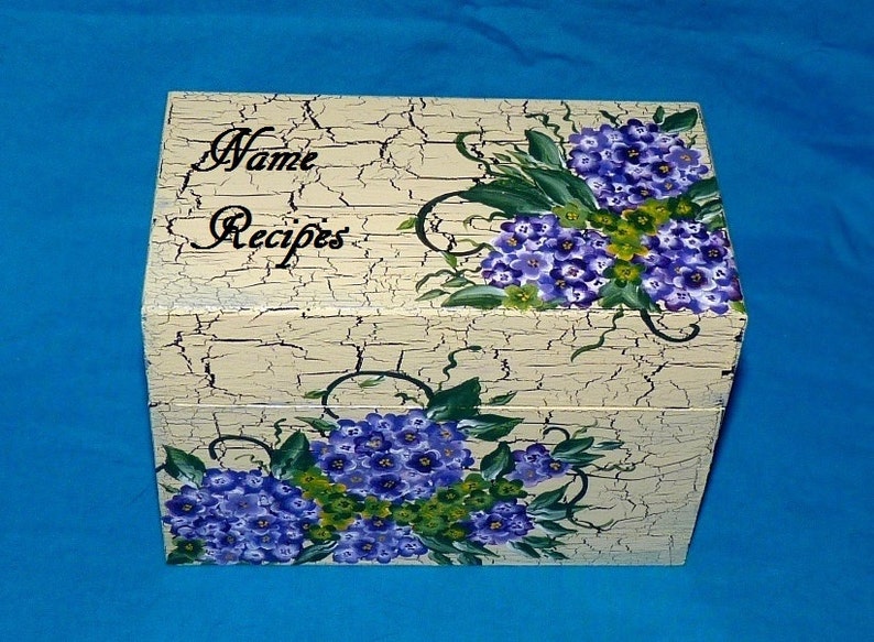 Housewarming Gift Wedding Gift Painted Flowers 4x6 Recipe Storage Box Recipe Box Personalized Custom Large Wood Recipe Card Holder