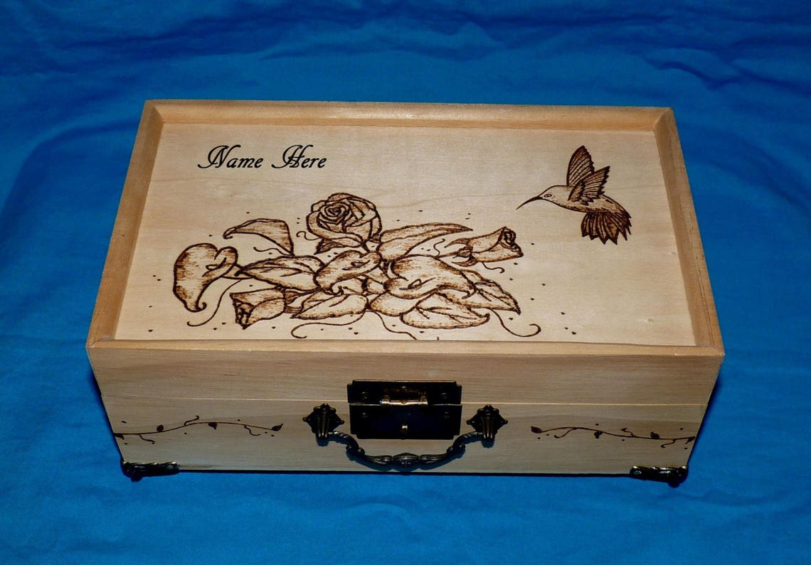 Personalized Custom Wood Burned Jewelry Box Gift Wooden Etsy